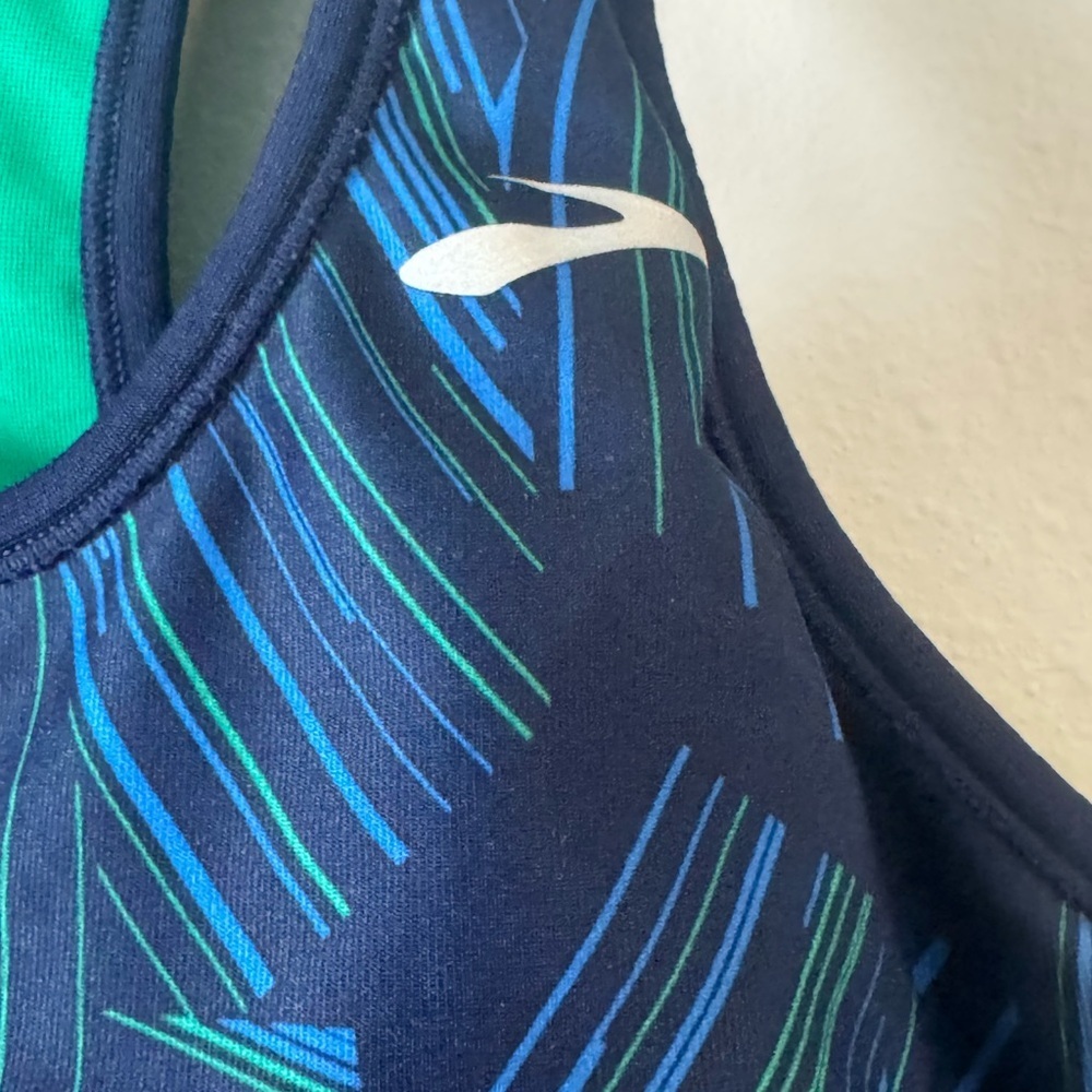 Brooks Women's Blue and Green Running Bra - Picture 2 of 5